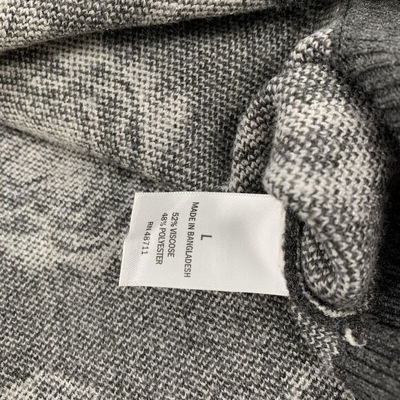 Ophelia Roe Knit V-Neck Paisley Print Button Front Cardigan Sweater Large Gray L - Picture 4 of 6